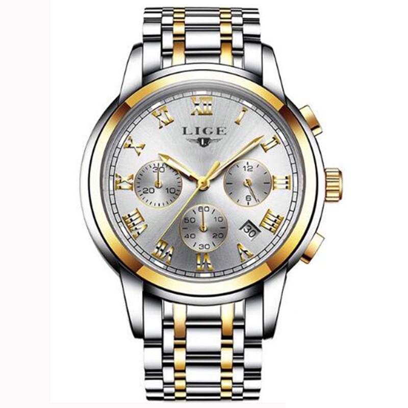Man Watch LIGE Top Brand Luxury Casual Sport Chronograph Watches for Men Waterproof Fashion Full Steel Quartz Clock Reloj Hombre