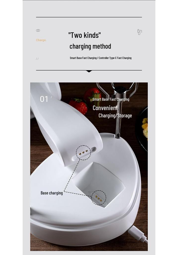 Handheld Wireless Electric Egg Beater & Cream Whipper with Dual Rods for Baking