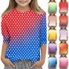 Kinder bedrucktes Rundhals Siebenviertelarm Freizeit T-Shirt