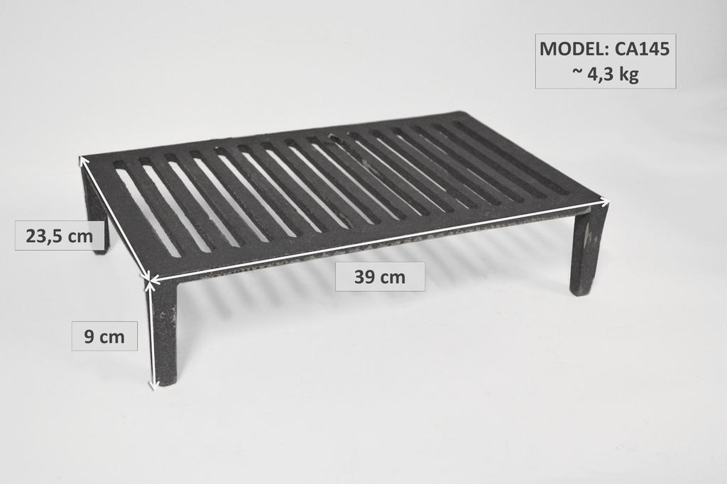 Ca145 - 39 X 23,5 Cm - Grătar din Fontă pe Picioare pentru Șemineu, Grătar