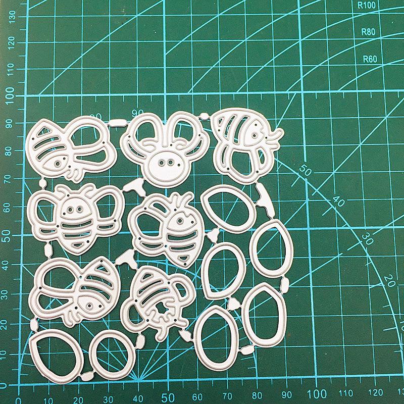 Seven Little Bees Metal Cutting Dies for Scrapbooking Embossing Stencils Card Making Craft Decor
