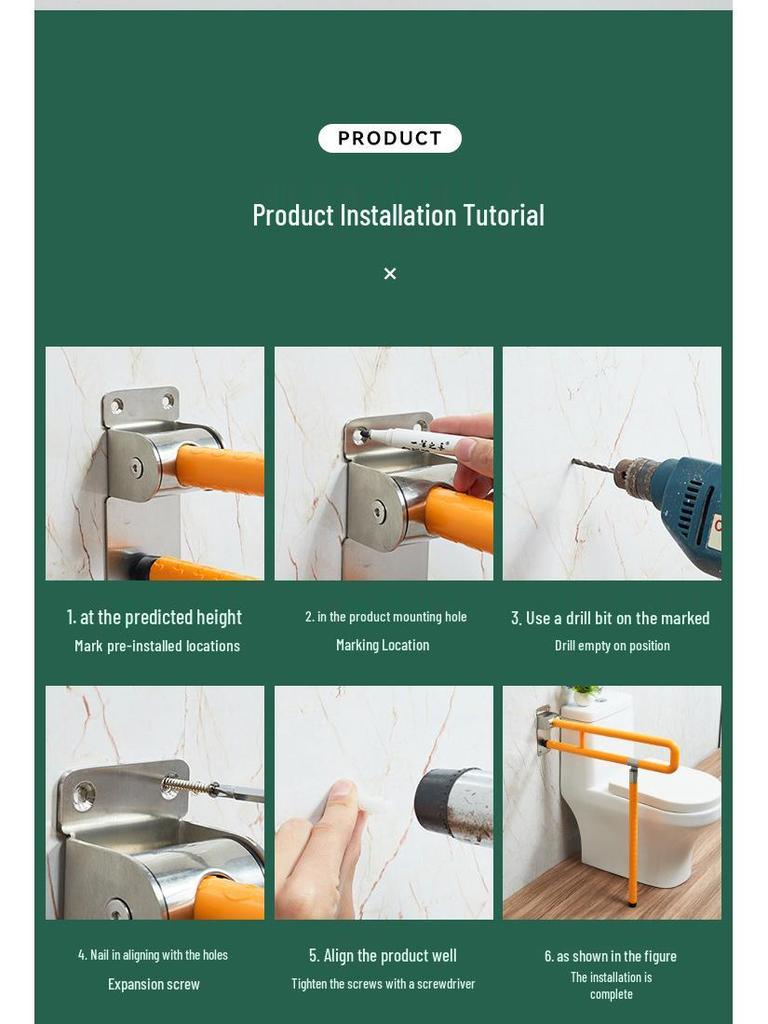 Anti-Slip Safety Handrail for Elderly & Disabled - Foldable Toilet Support