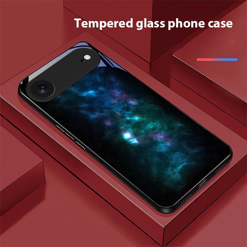 Space Nebula Wallpaper For iPhone 11 Pro 12 13 mini 14 15 Pro Max 16 E 17 Air XS Max XR 8 7 Plus SE 5 6 Black Glass Phone Case