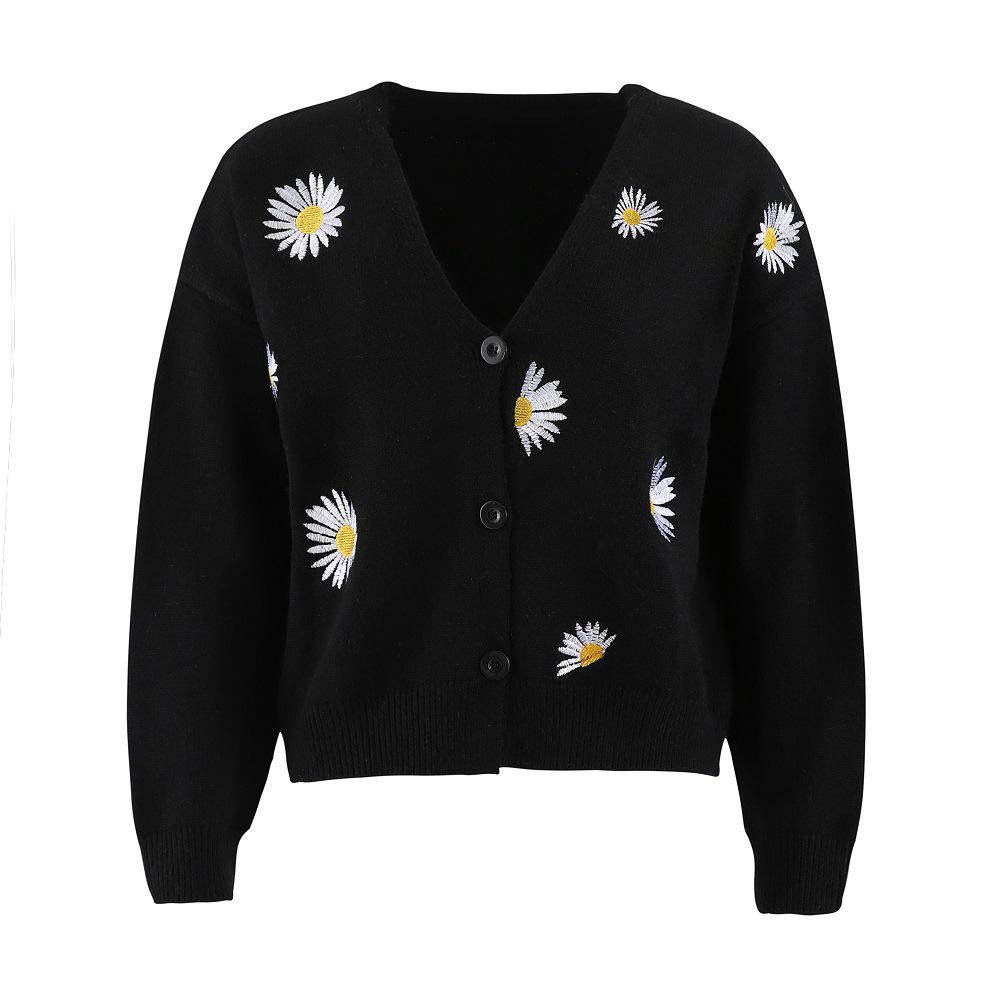Cross2026 Women's Christmas Abstract Floral Casual Cardigan Sweater