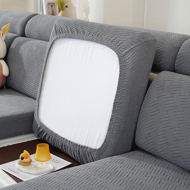 Universal Non-Slip Stretch Sofa Cover - Solid Color, All-Season Full Wrap Cushion Protector