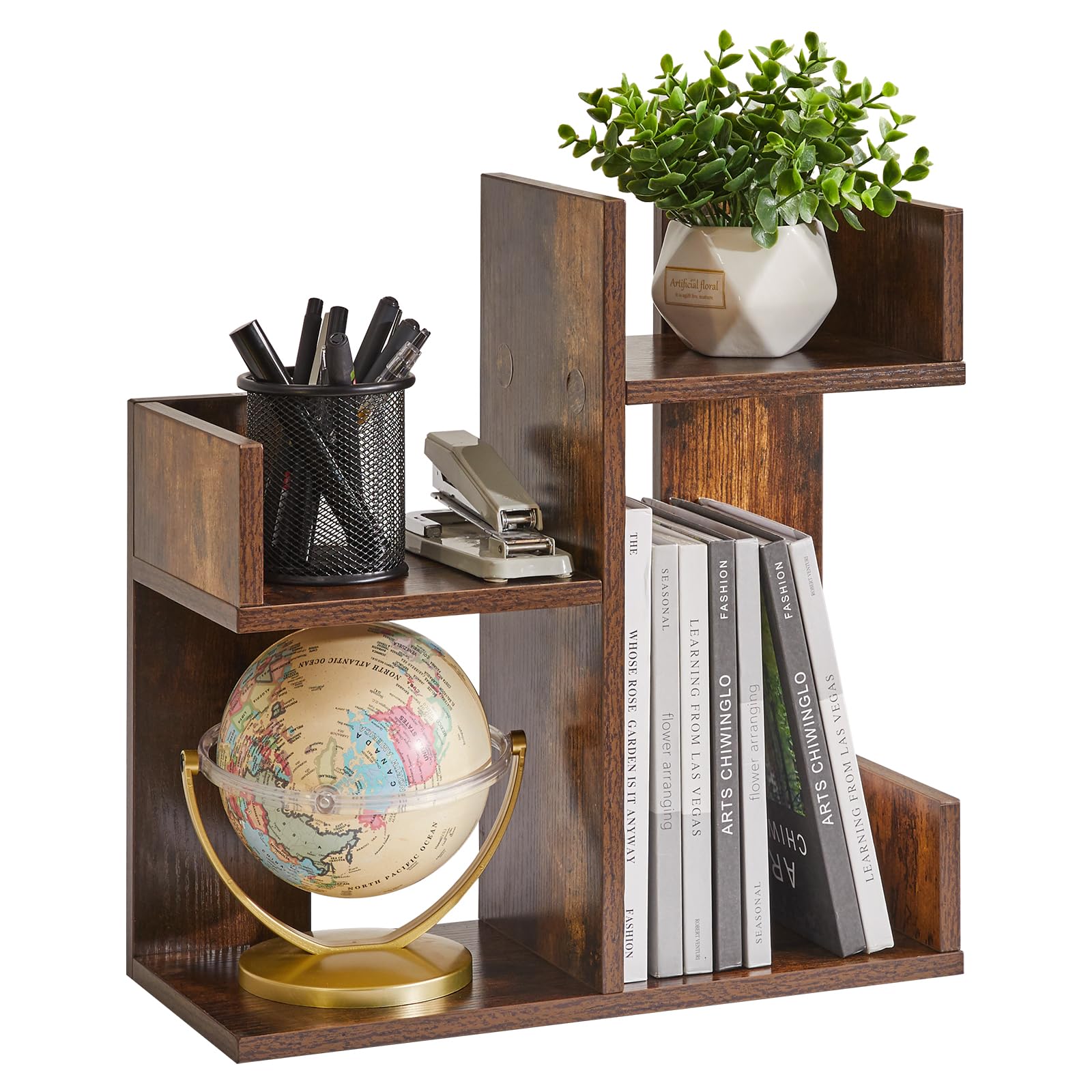 Aibiju Desk Shelf Desk Organizer Stationery Storage Wood Grain Design Desktop Rack Cute File Stand Bookends Vintage Style YD-DSR002H 10660₽