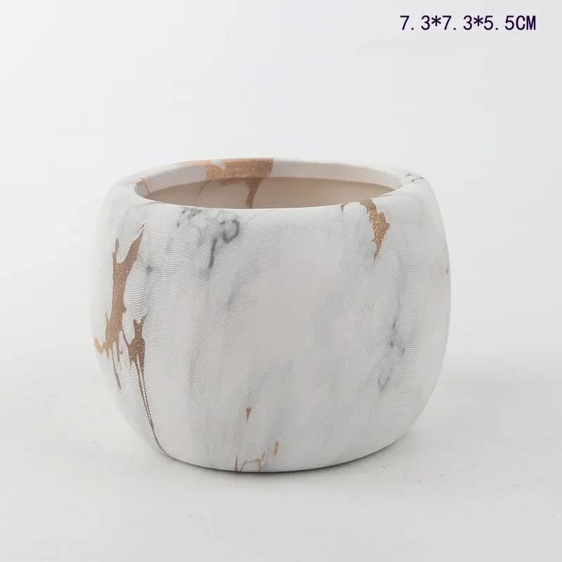 

Керамические горшки для суккулентов для переноса воды Креативное скандинавское садовое искусство Ваза Украшения для дома и офиса Садовые принадлежности rounded белый