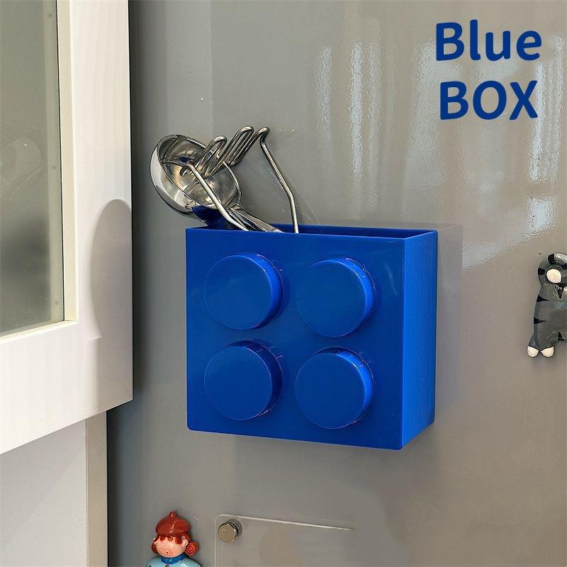 Building Blocks Refrigerator Magnetic Absorption Box Plastic Straw Holder Fridge Side Storage RackHome Decor