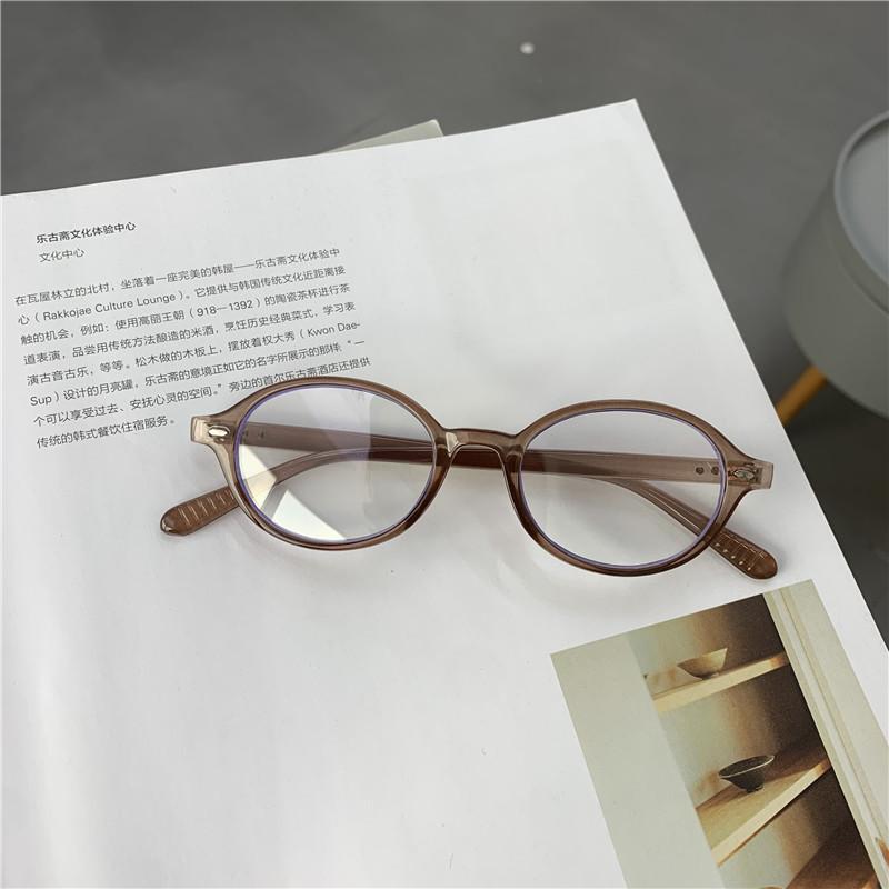 

Очки Bursting Nerd женские винтажные овальные очки Майяра с маленькой оправой для очков для близорукости с защитой от радиации Anti-blue light flat mirror коричневый