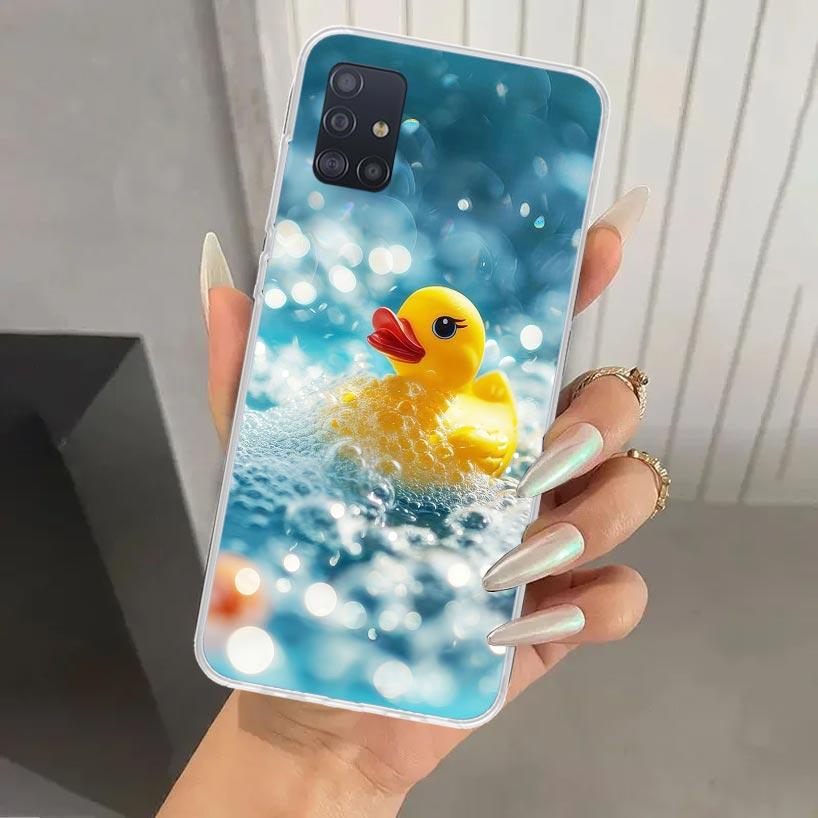 Rubber Ducks Swimming Pool Phone Case for Samsung Galaxy A52 A32 A22 A12 A02S A50S A30S A10S Note 20 Ultra 10 Plus S10 A31 A20 A