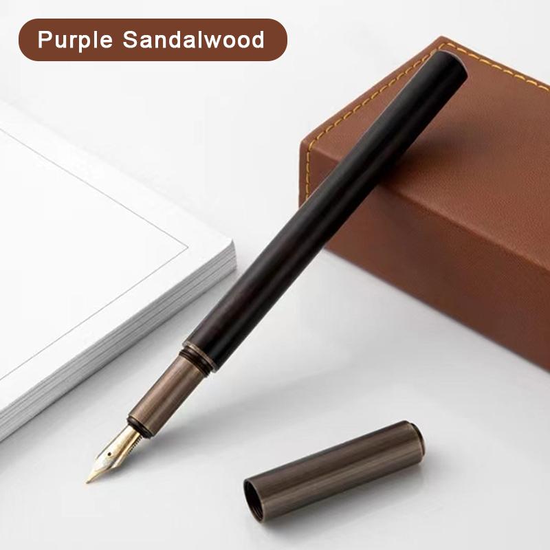 Luxury Retro Wood Bronze Fountain Pen Office Business Writing Art Calligraphy Ink Pens 0.5Mm School Student Stationery Gifts