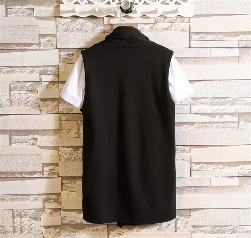 Trysimple Sleeveless Summer Lightweight Solid Slightly for and Fall F19 Men's Cardigan, Jacket, Color, Elastic, Spring, Summer, (Size 4XL, Black)