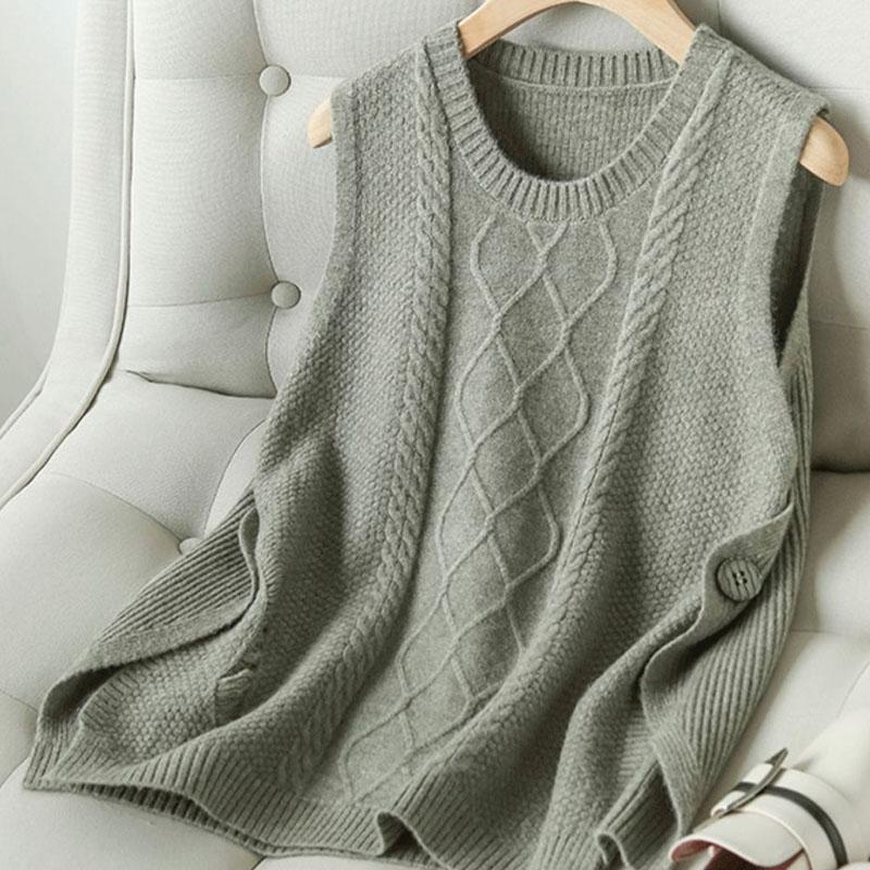 Vest for Women Cotton Autumn Winter Tops Sweater Oversize Lightweight Sleeveless Waistcoat Casual V-neck Vest