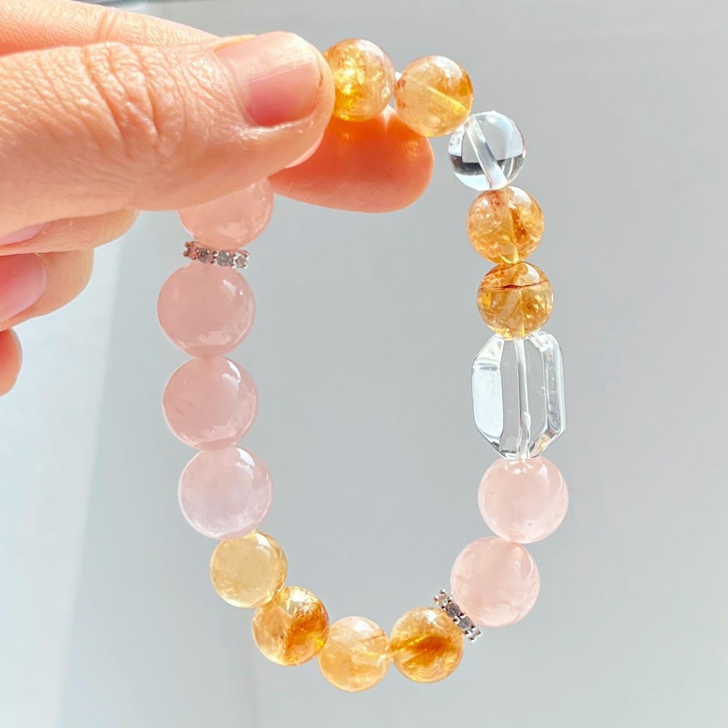 Natural High Quality Citrine Powder Crystal White Crystal Bracelet Bracelet.
