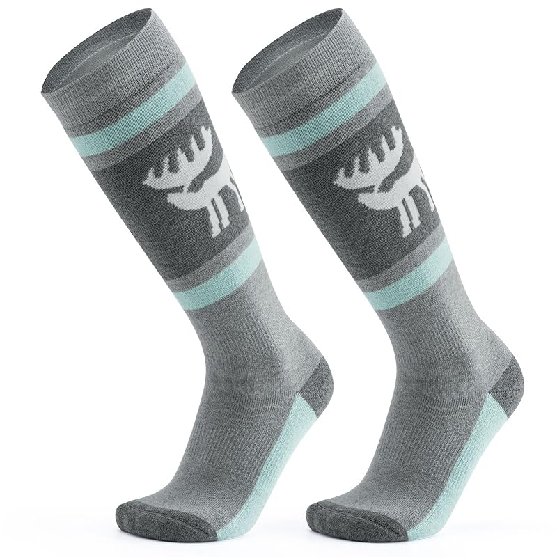 

[Qunature] ski socks ladies men s snowboarding socks 80% wool Heat retention Cold protection warm wool socks Thick Sweat absorbent and quick drying