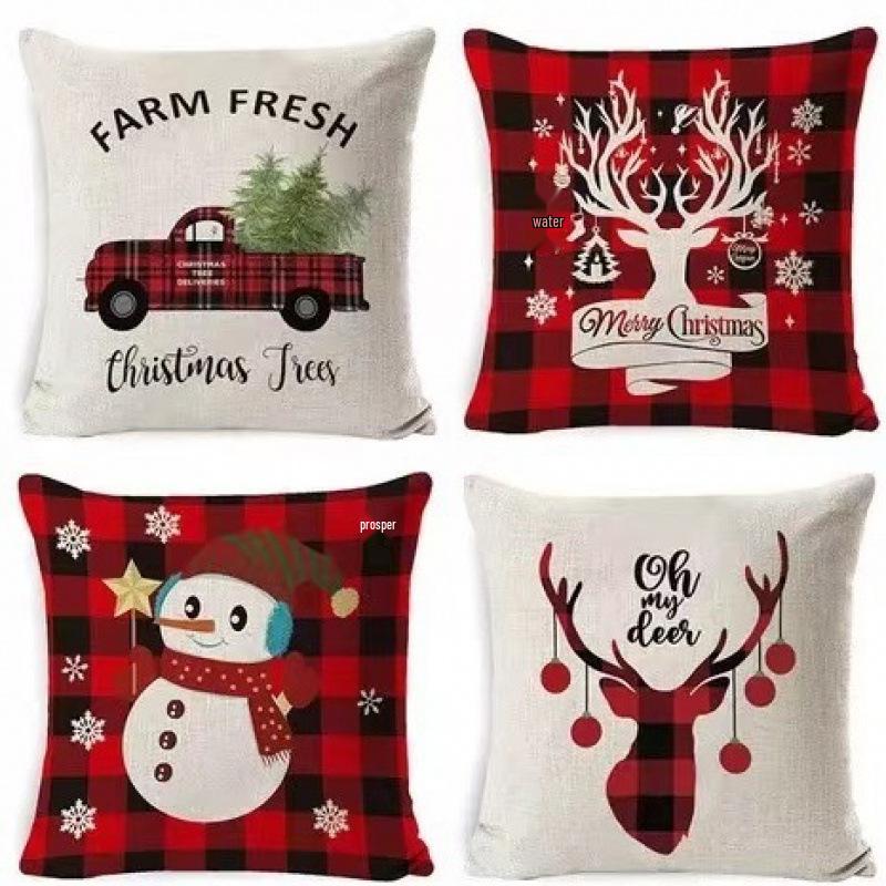 Christmas Linen Pillowcase: Home Sofa Decor & Car Lumbar Support Cushion Cover
