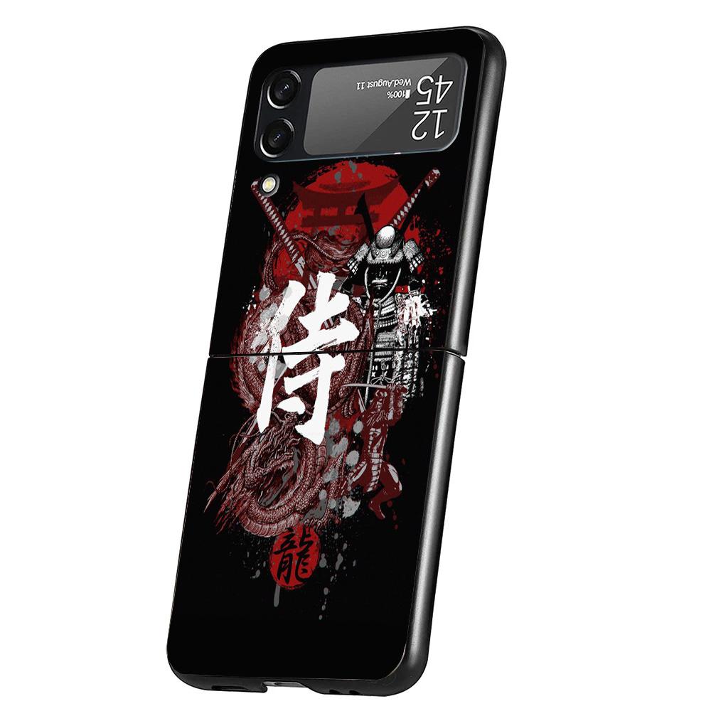 Japanese Dark Dragon Tattoo Case Phone Cover for Samsung Galaxy Z Flip 6 5 4 3 5G ZFlip6 ZFlip5 ZFlip4 ZFlip3 Black Hard Trend F
