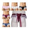 Low Waist Elastic Waistline Bowknot Decor U Convex Men Briefs Sexy Sweet Crochet Lace Stitch Nightclub Panties