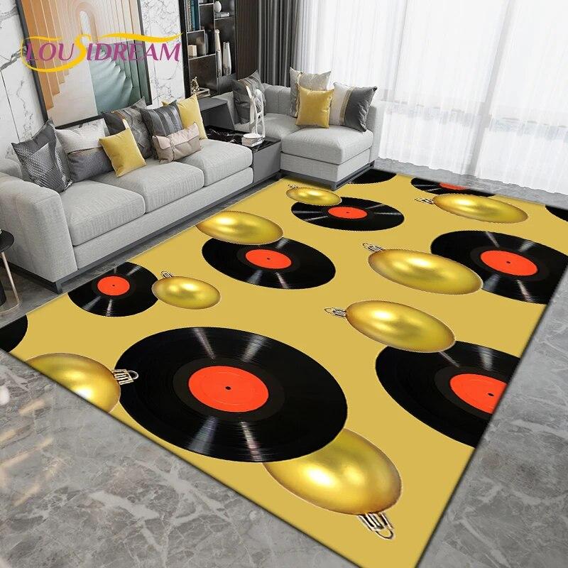 Classical Music Vintage Vinyl Record Area Rug Large,Carpet Rug for Living Room Bedroom Sofa,Kitchen Bathroom Non-slip Floor Mats