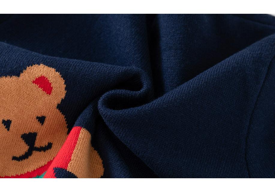 Boys' Cartoon Bear Knit Cardigan Sweater - Spring Style