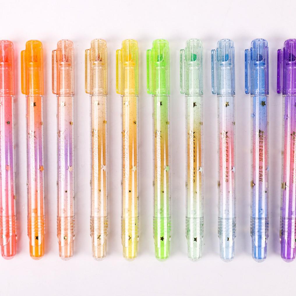 

Jiwushe Gold Fluorescent Multi-color Highlighter Pen 7503 for Students and Planners Chisel Tip
