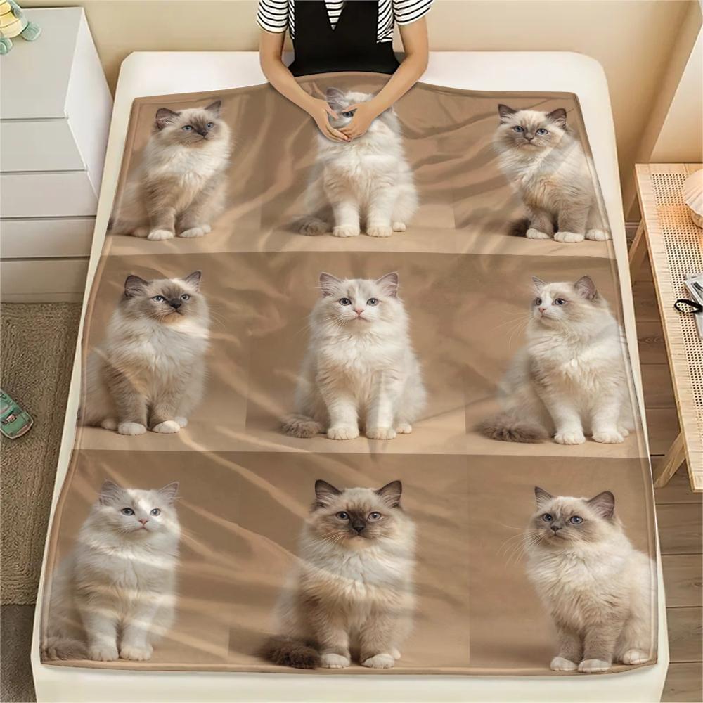 Cute puppy and kitten ID photoPrint Flannel Blanket,High quality Comfortable for All Seasons,Home Decor,Warmth and Comfort,Perfect for Christmas Gifts