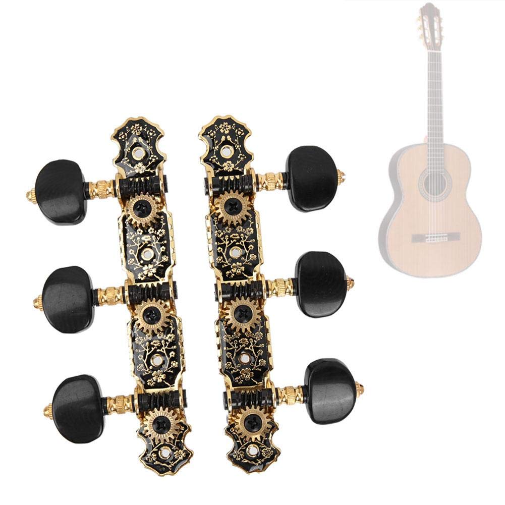 Alomejor 3-Pair Classical Guitar Tuning Pegs, Rust-Resistant, Easy To Use, with Fixing Screws, Guitar Machine Head Replacement for Decoration