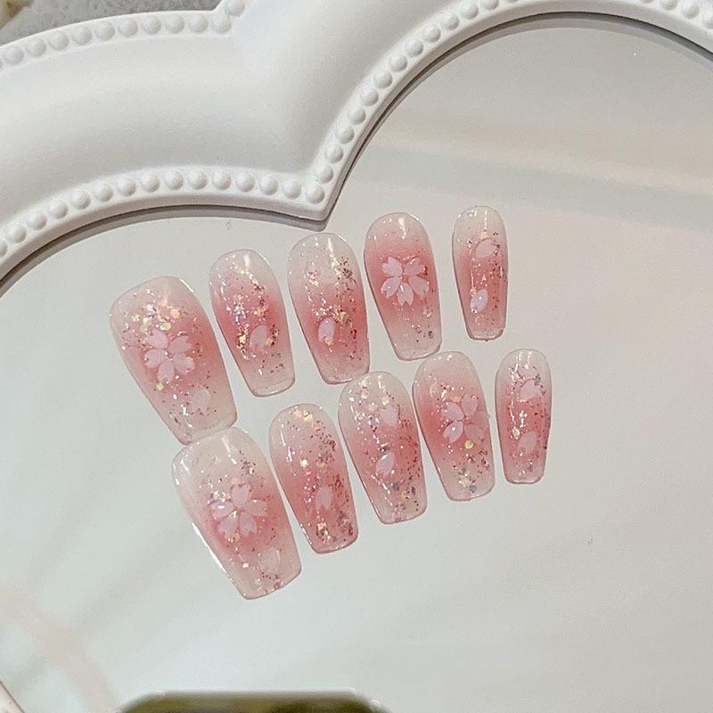 

Ногти Искусственная Пудра Румяна Вишня Короткие T Сладкий Стиль Маникюр Носимые S