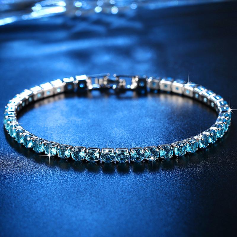 2025 New Fashion Green Crystal Friendship Bracelets Bangles for Women Silver Color Round Zircon Charm Bracelet Braclet Gifts