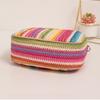 Modische Damen Regenbogen Gestreifte Crossbody Umhängetasche Für Mädchen Kompakte Geldbörse Und Handtasche Damen Strohgewebte Muschel Strandtasche