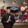 Grad Party Backdrop Gold Glitter Congrats Grad Display Congratulation Display Colorful Peonies Academic Background For Grad