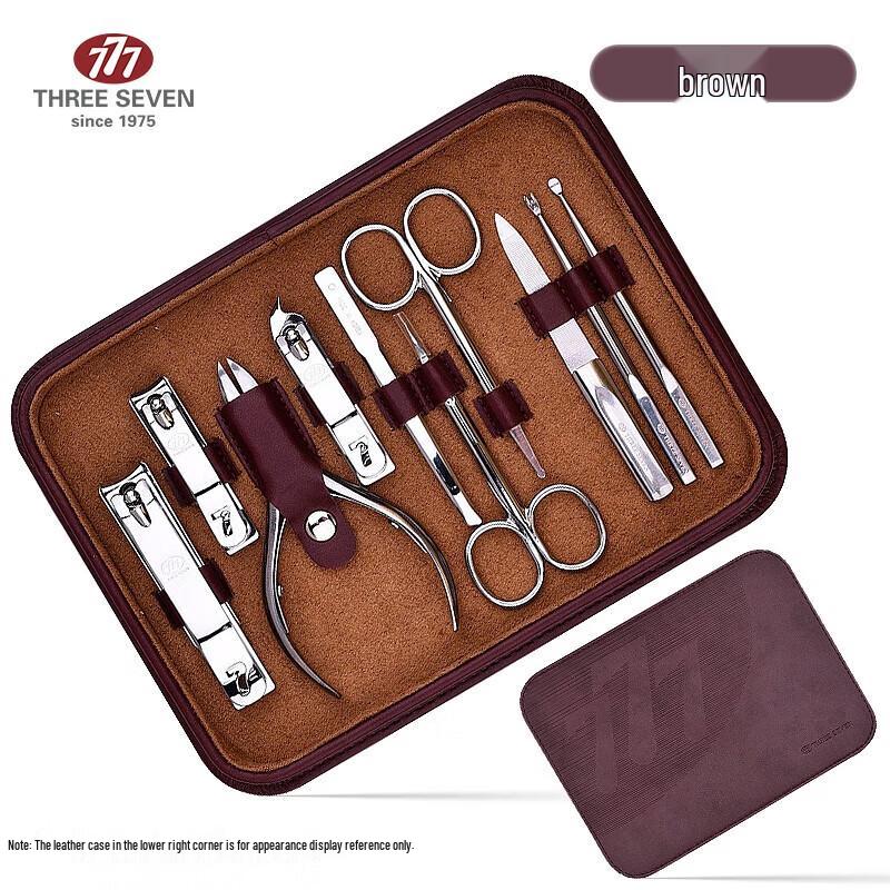 THREE SEVEN (777) 10-Piece Stainless Steel Nail Clipper & Manicure Set
