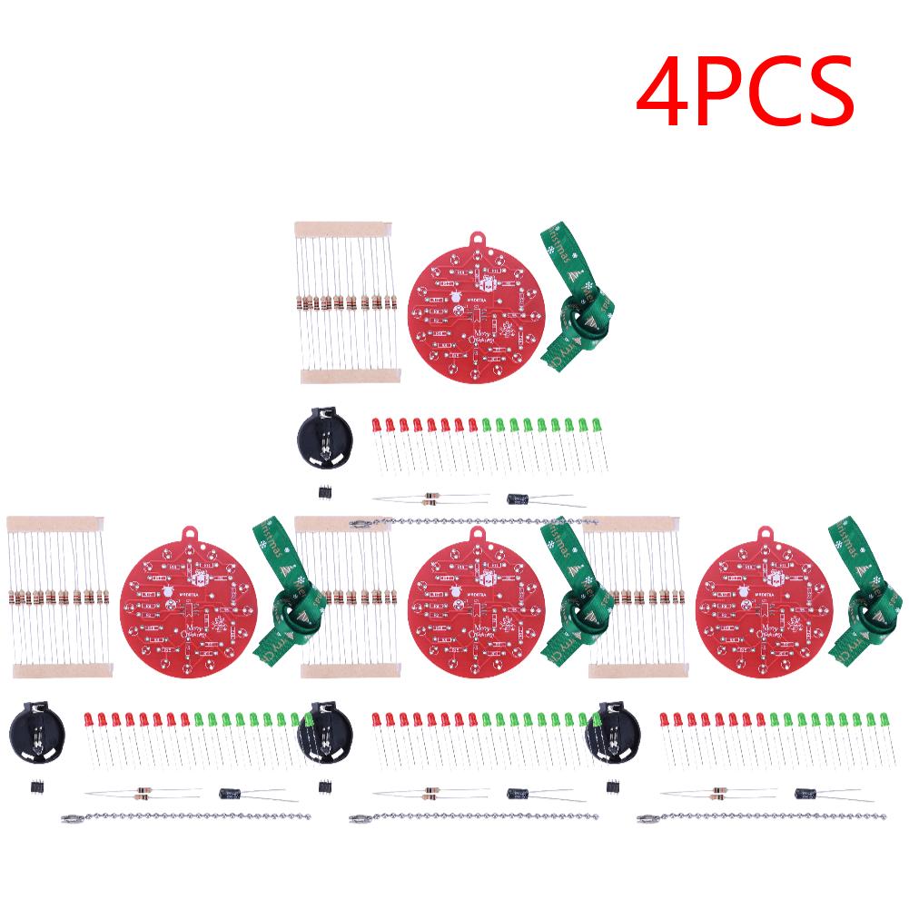 NE555 PCB Crcuit Ornaments Soldering Kit Red & Green LED Light Christmas Tree Soldering Kit for STEM Educational Valentine Day