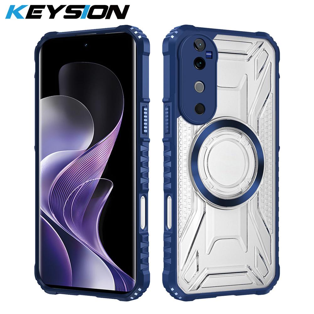 

KEYSION Transparent Magnetic Case for VIVO V40 Pro 5G Soft Silicone+PC Heavy Duty Shockproof Phone Cover for for VIVO V40 5G for VIVO V40 Pro 5G фіолетовий