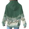 Dammode Lös Pullover med Huva Långärmad Rutig Sweatshirt med Dragsko, Nedhasad Axel, Ficka, Jultryck Topp