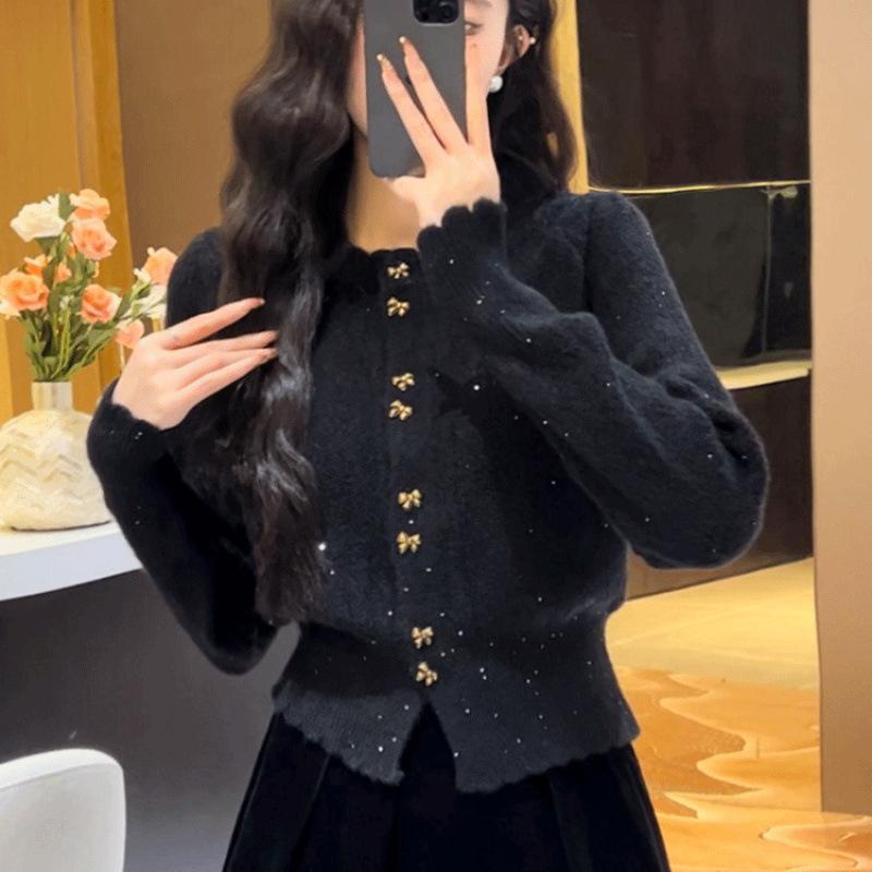 Women's Xiaoxiang-Style Red Knitted Cardigan Jacket - 2024 Spring Collection