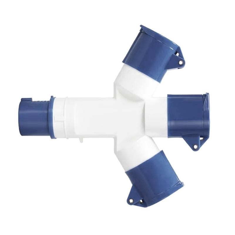 A95I-IP44 Waterproof Multi-Function 3Pin 16A Y-Type Industrial Plug Two-Way Connector Branch Socket Three-Phase Power 1-2