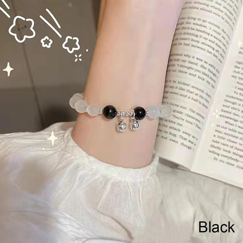 

Браслет с опалом, колокольчик, нишевый, темпераментный, регулируемый, из бусин, женский, ручной, аксессуары, подарок чёрный