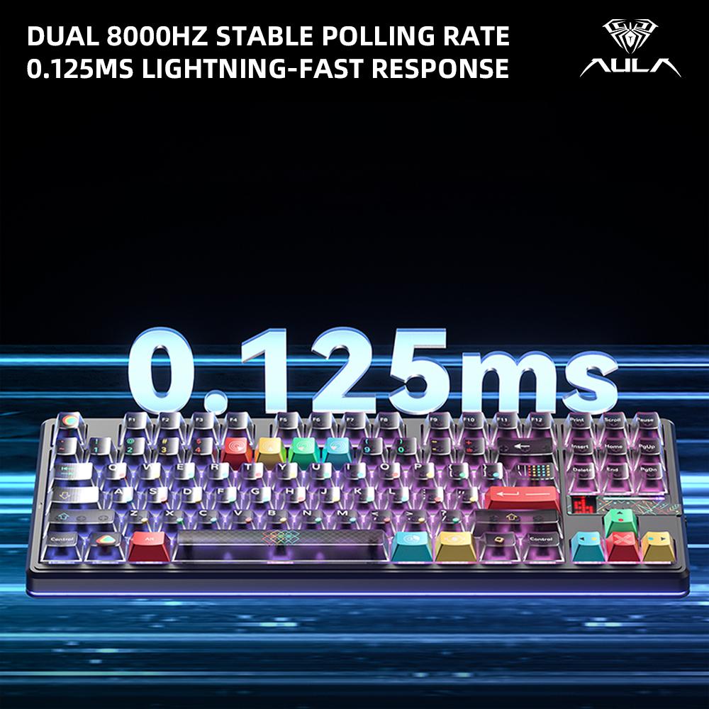 AULA F87 Pro V2 E-Sports Mechanical Keyboard 2.4g/Usb/Bluetooth -Swap RGB Long Battery Life Custom Gasket 5 Layer PC Gaming
