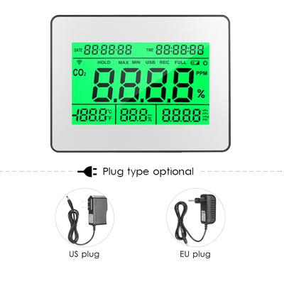 Data Logging Carbon Dioxide Detector Air Quality Monitor Meter with Data Logging Clock Function