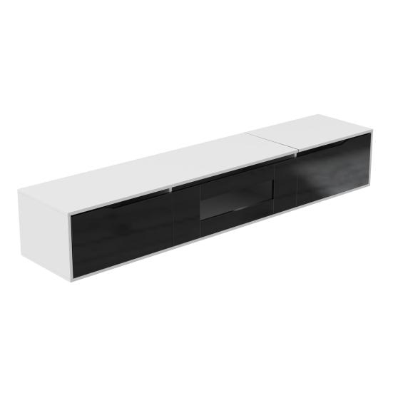 TV Media Cabinet Cabinet High-Gloss Color-Coordinated with Black Storage and White Featuring Color-Changing LED Light Home Decor