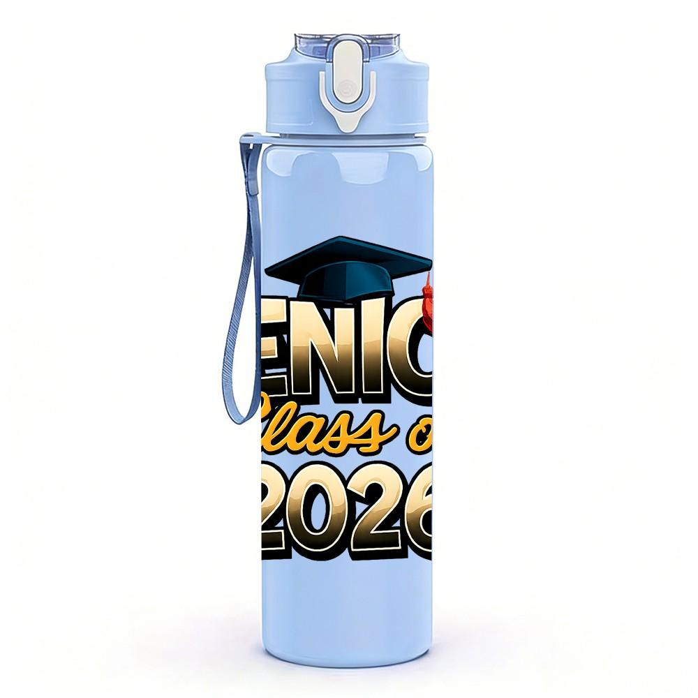 1PC Senior Class Of 2026 Grad 750ml Color Plastic Sports Water Bottle Leakproof Flip Straw Lid Suitable for Sports Office Home Use