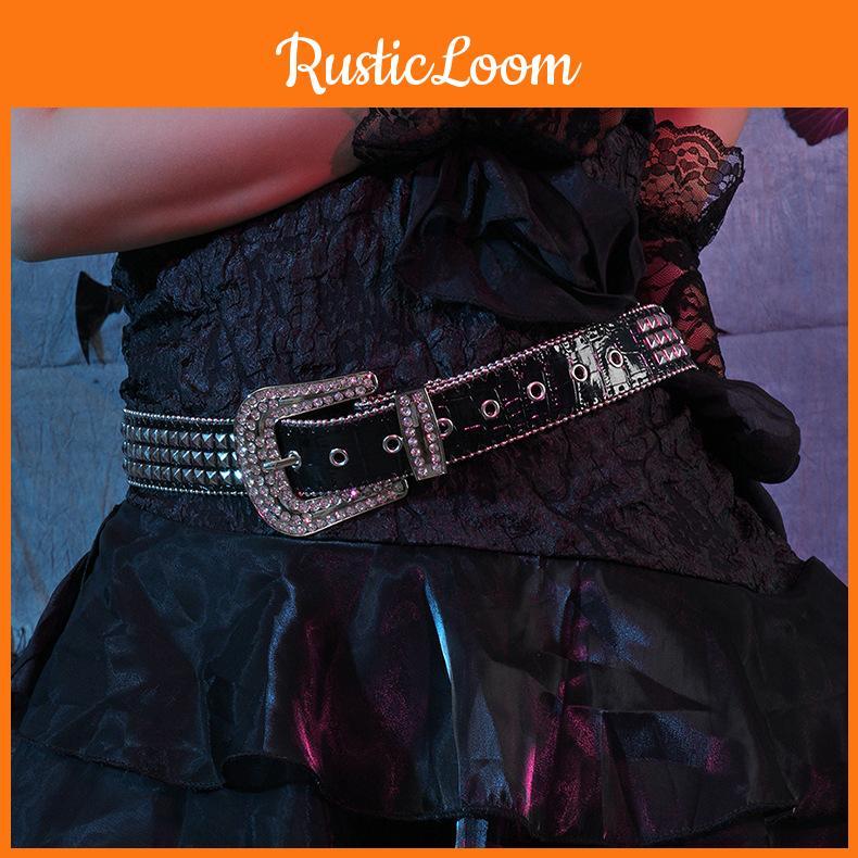 European And American Fashion Water Diamond Buckle Wide Waist Belt For Women With Ins Style Decorative Punk Jeans Belt
