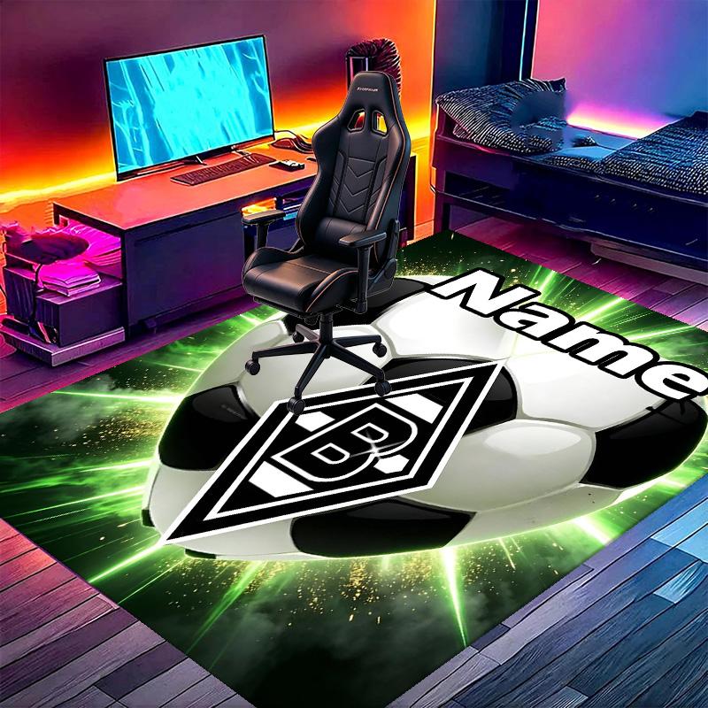 Benutzerdefinierter Name Personalisierter Borussia Mönchengladbach Druckteppich, Vielseitiger Wohnkulturteppich, für Spielzimmer, Wohnung, Balkon, Eingangsbereich, Flur Geschenk
