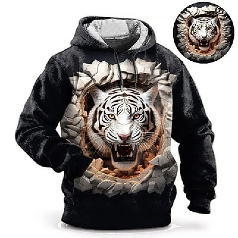 

Мужская модная толстовка с 3D принтом Tiger, спортивная толстовка с капюшоном для отдыха и отпуска, с капюшоном и принтом переднего кармана, толстовка с капюшоном