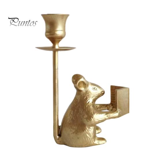 

Подсвечник в форме мыши для чтения, металлическая подставка для свечей в форме мыши, винтажный конусный подсвечник, центральный элемент для ужина на домашнюю вечеринку, свадьбу B