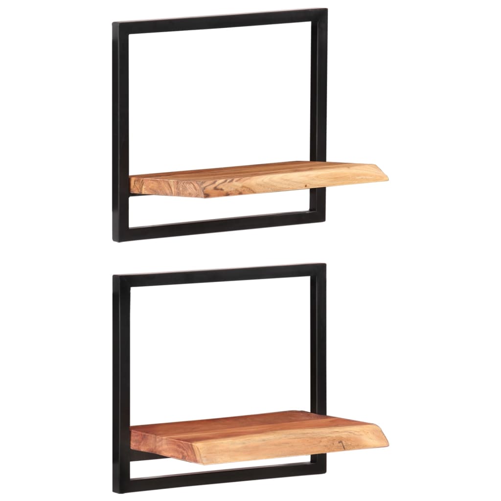 Wall Shelves 2 pcs 40 x 24 x 35 cm Solid Acacia Wood and Steel