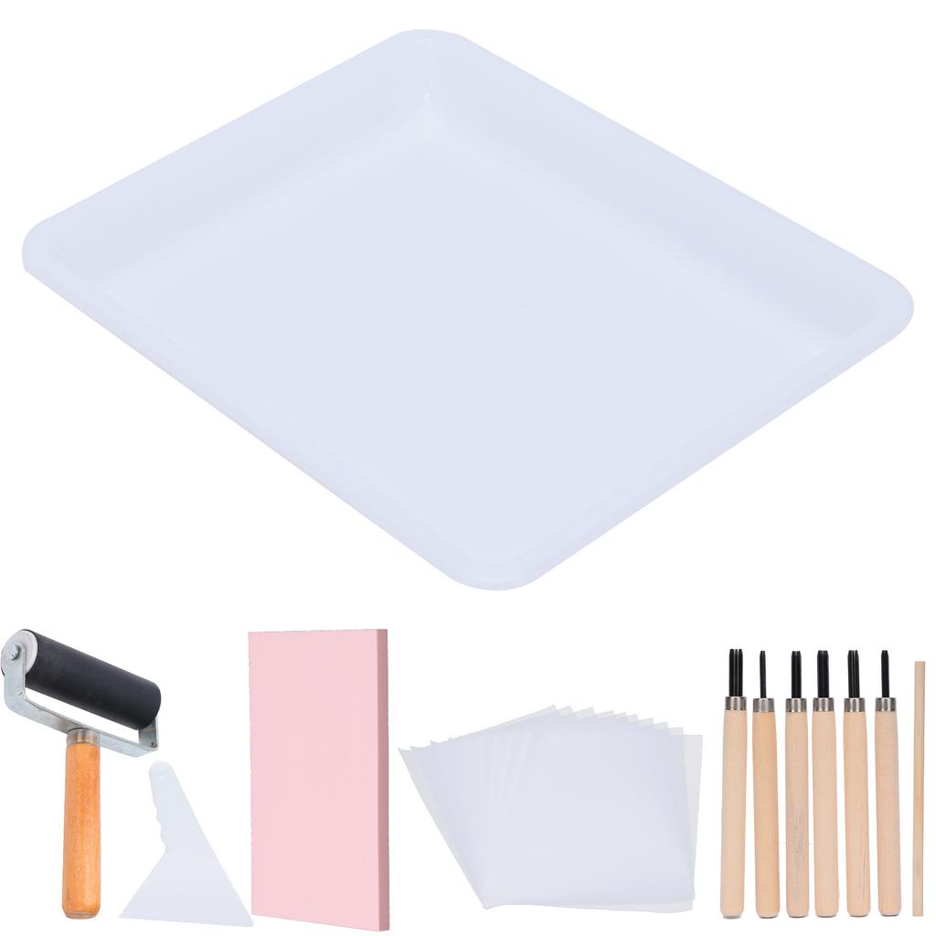 Rubber Carving Kit Block Stamp Making Set Printmaking Printing Art Craft with Cutter Tools