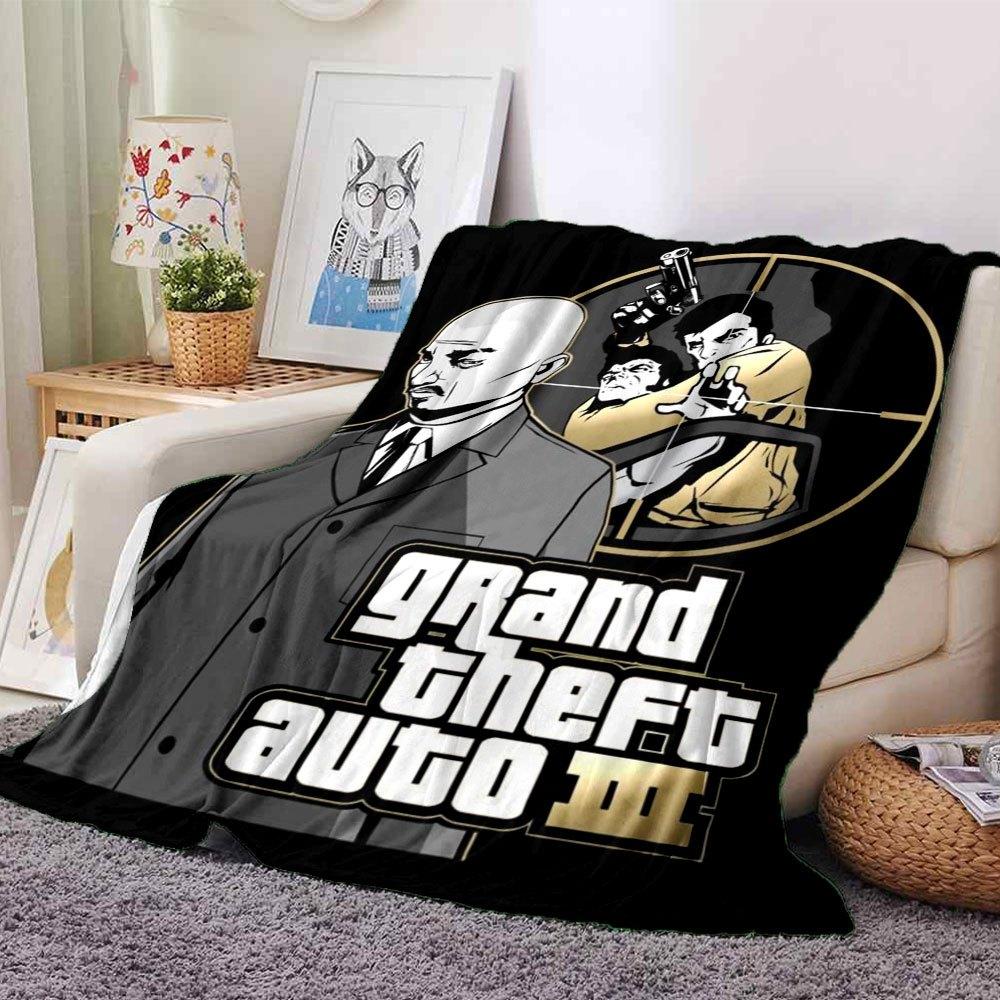 1pc Grand Theft Auto Soft Flannel Blanket with Designer Print A Cozy Blanket for All Seasons, Perfect for the Couch, Bed, Office