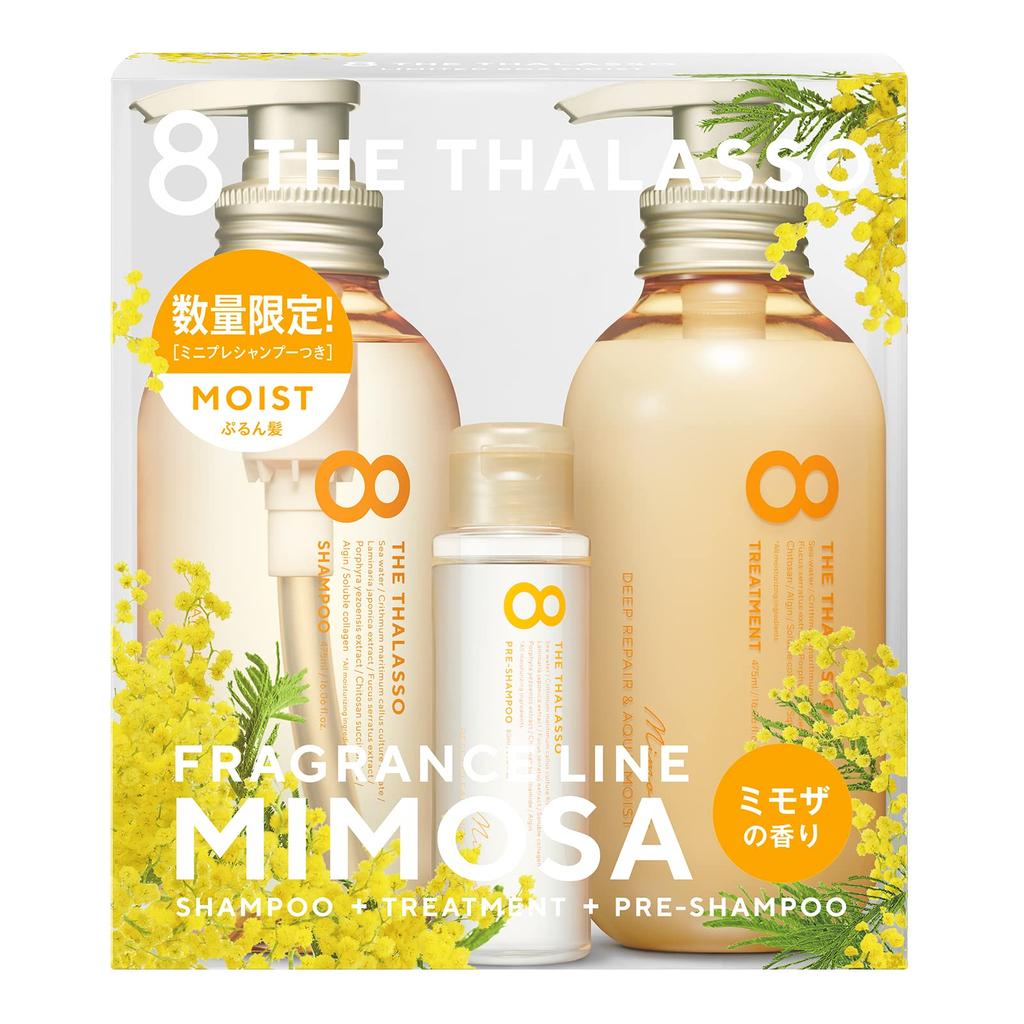 Eight the Thalasso Moist Shampoo Moist Treatment with Mini Limited Edition Mimosa Scent & Pre-Shampoo Kit,